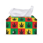 Reggae Marijuana Leaf Pattern Print Leather Tissue Box Cover