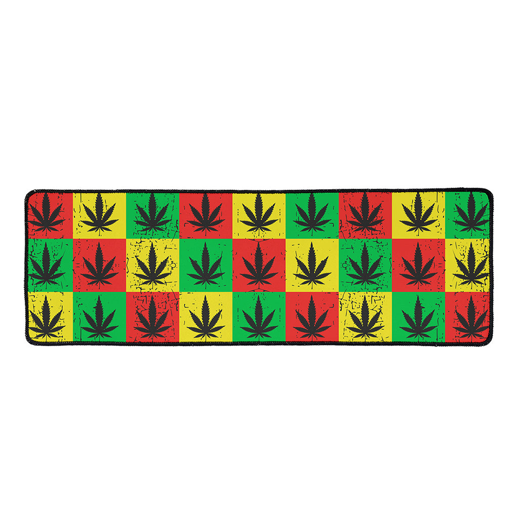 Reggae Marijuana Leaf Pattern Print Long Kitchen Mat