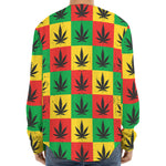 Reggae Marijuana Leaf Pattern Print Long Sleeve Baseball Jersey