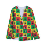 Reggae Marijuana Leaf Pattern Print Long Sleeve Short Coat