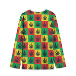 Reggae Marijuana Leaf Pattern Print Long Sleeve Short Coat