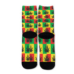 Reggae Marijuana Leaf Pattern Print Long Socks