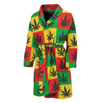 Reggae Marijuana Leaf Pattern Print Men's Bathrobe