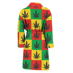 Reggae Marijuana Leaf Pattern Print Men's Bathrobe