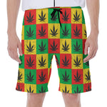 Reggae Marijuana Leaf Pattern Print Men's Beach Shorts