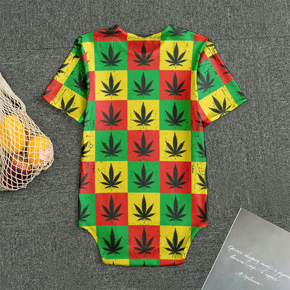 Reggae Marijuana Leaf Pattern Print Men's Bodysuit