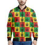 Reggae Marijuana Leaf Pattern Print Men's Bomber Jacket