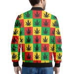 Reggae Marijuana Leaf Pattern Print Men's Bomber Jacket