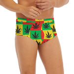 Reggae Marijuana Leaf Pattern Print Men's Briefs