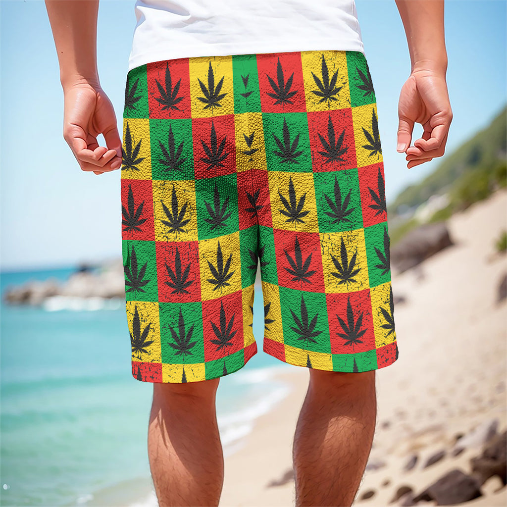 Reggae Marijuana Leaf Pattern Print Men's Cargo Shorts