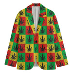 Reggae Marijuana Leaf Pattern Print Men's Cotton Blazer