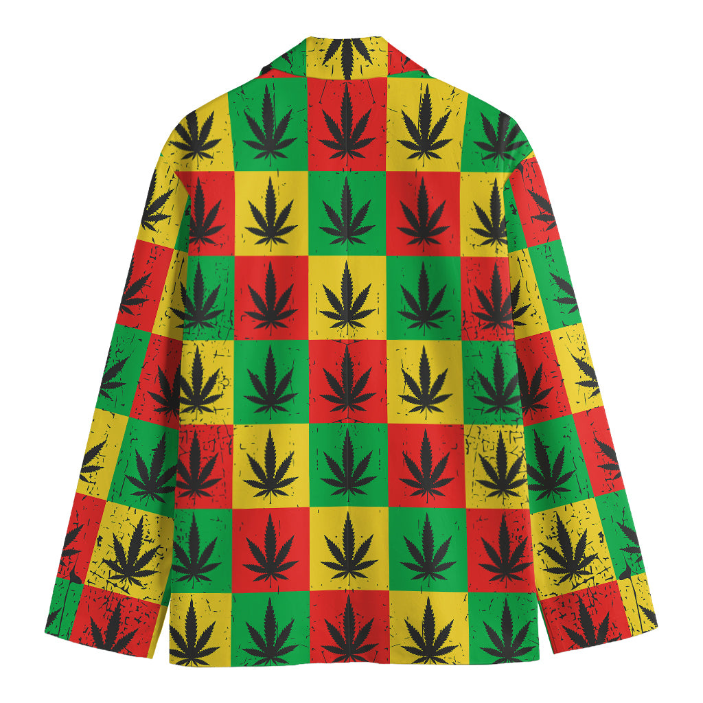 Reggae Marijuana Leaf Pattern Print Men's Cotton Blazer
