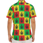 Reggae Marijuana Leaf Pattern Print Men's Deep V-Neck Shirt