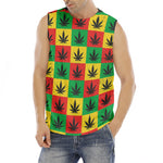 Reggae Marijuana Leaf Pattern Print Men's Fitness Tank Top