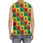 Reggae Marijuana Leaf Pattern Print Men's Fitness Tank Top