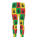 Reggae Marijuana Leaf Pattern Print Men's leggings