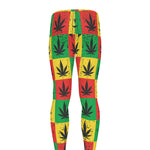 Reggae Marijuana Leaf Pattern Print Men's leggings