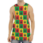 Reggae Marijuana Leaf Pattern Print Men's Muscle Tank Top