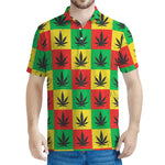 Reggae Marijuana Leaf Pattern Print Men's Polo Shirt