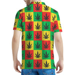 Reggae Marijuana Leaf Pattern Print Men's Polo Shirt