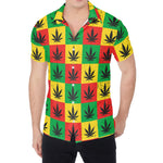 Reggae Marijuana Leaf Pattern Print Men's Shirt