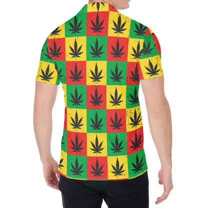 Reggae Marijuana Leaf Pattern Print Men's Shirt