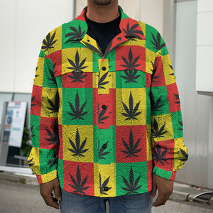 Reggae Marijuana Leaf Pattern Print Men's Shirt Jacket