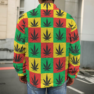 Reggae Marijuana Leaf Pattern Print Men's Shirt Jacket