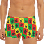 Reggae Marijuana Leaf Pattern Print Men's Short Boxer Briefs