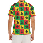 Reggae Marijuana Leaf Pattern Print Men's Short Sleeve Rash Guard