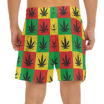 Reggae Marijuana Leaf Pattern Print Men's Split Running Shorts