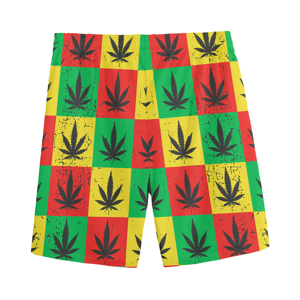 Reggae Marijuana Leaf Pattern Print Men's Sports Shorts
