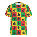 Reggae Marijuana Leaf Pattern Print Men's Sports T-Shirt