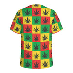 Reggae Marijuana Leaf Pattern Print Men's Sports T-Shirt