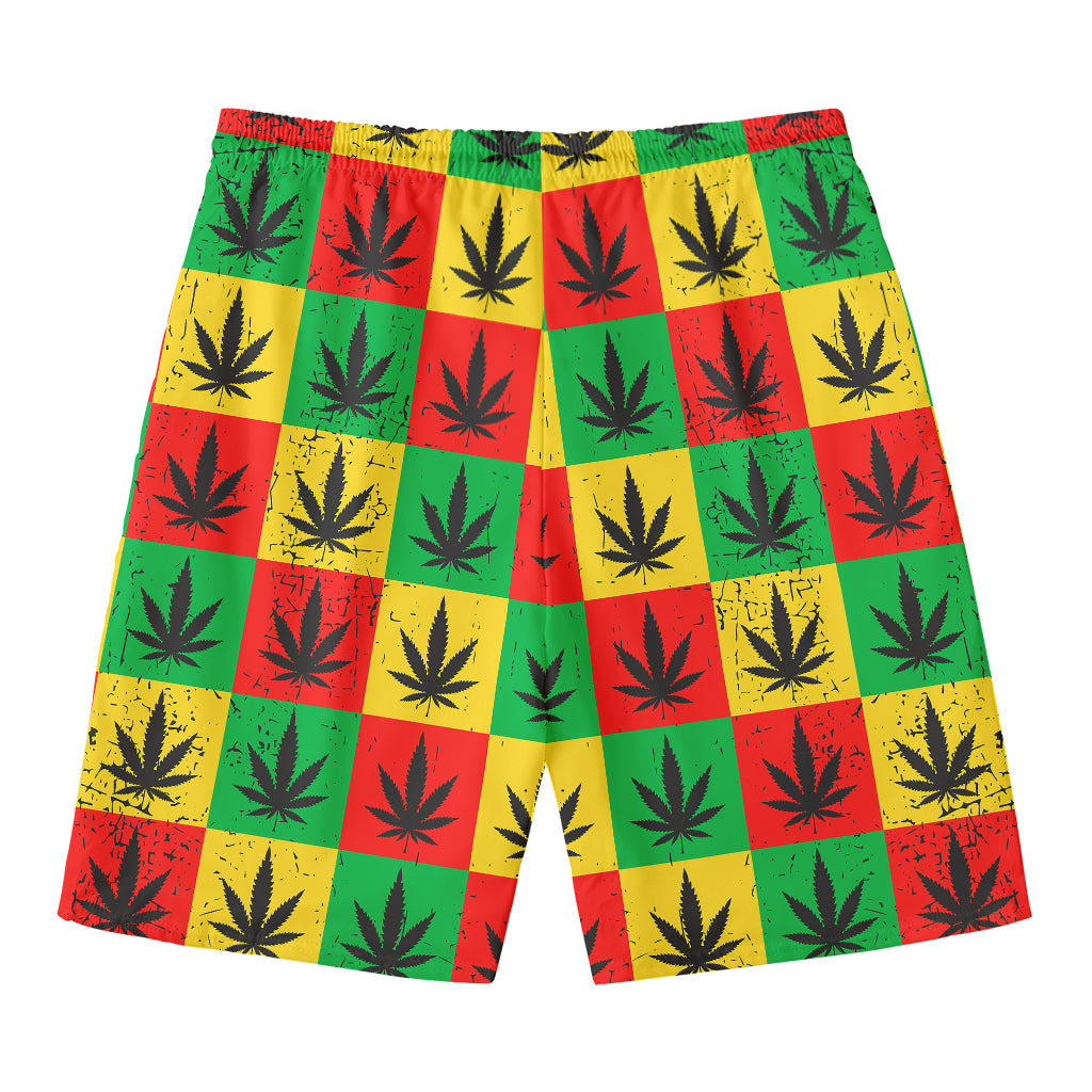 Reggae Marijuana Leaf Pattern Print Men's Swim Trunks