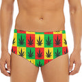 Reggae Marijuana Leaf Pattern Print Men's Triangle Swim Briefs