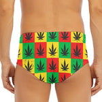 Reggae Marijuana Leaf Pattern Print Men's Triangle Swim Briefs