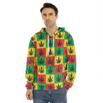 Reggae Marijuana Leaf Pattern Print Men's Velvet Pullover Hoodie