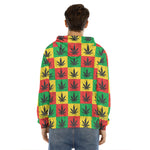 Reggae Marijuana Leaf Pattern Print Men's Velvet Pullover Hoodie