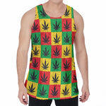 Reggae Marijuana Leaf Pattern Print Men's Velvet Tank Top