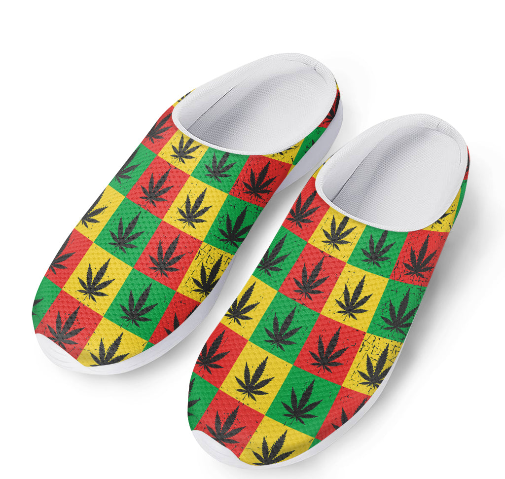 Reggae Marijuana Leaf Pattern Print Mesh Casual Shoes