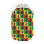 Reggae Marijuana Leaf Pattern Print Mesh Laundry Hamper