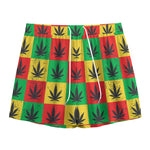 Reggae Marijuana Leaf Pattern Print Mesh Shorts