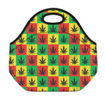 Reggae Marijuana Leaf Pattern Print Neoprene Lunch Bag