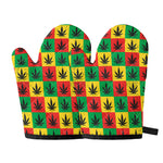 Reggae Marijuana Leaf Pattern Print Oven Mitts