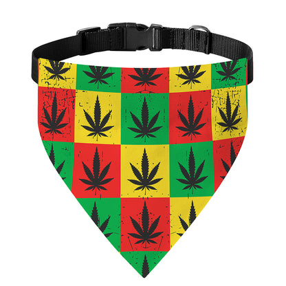 Reggae Marijuana Leaf Pattern Print Over The Collar Dog Bandana