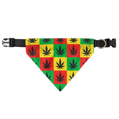 Reggae Marijuana Leaf Pattern Print Over The Collar Dog Bandana