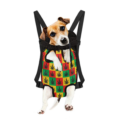 Reggae Marijuana Leaf Pattern Print Pet Carrier Backpack