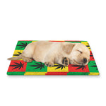 Reggae Marijuana Leaf Pattern Print Pet Cooling Mat Cover