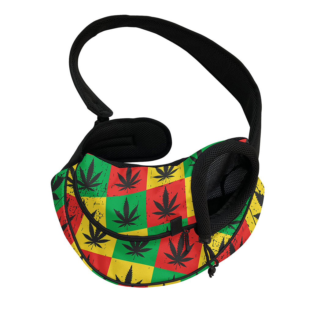 Reggae Marijuana Leaf Pattern Print Pet Sling Carrier